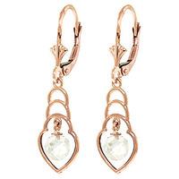 White Topaz Wireframe Drop Earrings 1.25ctw in 9ct Rose Gold