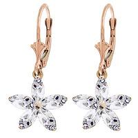 White Topaz Flower Star Drop Earrings 2.8ctw in 9ct Rose Gold