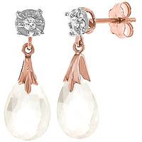 white topaz and diamond comet stud earrings 60ctw in 9ct rose gold