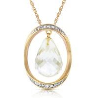White Topaz and Diamond Pendant Necklace 11.5ct in 9ct Gold