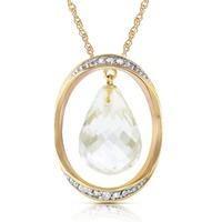 white topaz and diamond pendant necklace 115ct in 9ct gold