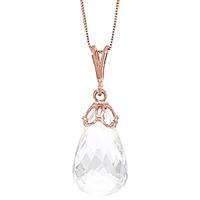 White Topaz Tiara Briolette Pendant Necklace 7.0ct in 9ct Rose Gold