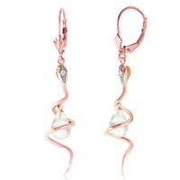 white topaz and diamond serpent earrings 45ctw in 9ct rose gold