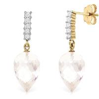 White Topaz and Diamond Stud Earrings 24.5ctw in 9ct Gold