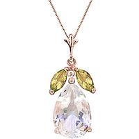 white topaz and peridot pendant necklace 65ctw in 9ct rose gold