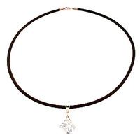 White Topaz and Diamond Leather Pendant Necklace 8.75ct in 9ct Rose Gold