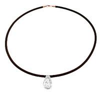 White Topaz Snowcap Leather Pendant Necklace 6.0ct in 9ct Rose Gold