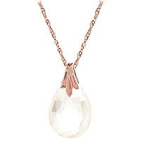 White Topaz Dewdrop Briolette Pendant Necklace 3.0ct in 9ct Rose Gold