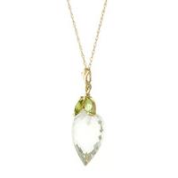 White Topaz and Peridot Pendant Necklace 12.75ctw in 9ct Gold