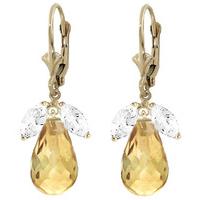 White Topaz and Citrine Drop Earrings 14.4ctw in 9ct Gold