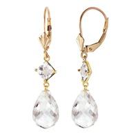 white topaz briolette drop earrings 110ctw in 9ct gold