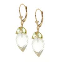 White Topaz and Peridot Drop Earrings 25.5ctw in 9ct Gold