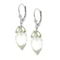 White Topaz and Peridot Drop Earrings 25.5ctw in 9ct White Gold