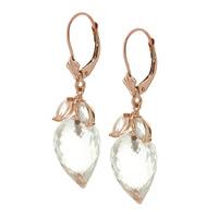 White Topaz Briolette Drop Earrings 25.5ctw in 9ct Rose Gold