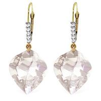 White Topaz and Diamond Drop Earrings 25.6ctw in 9ct Gold