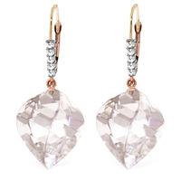 White Topaz and Diamond Drop Earrings 25.6ctw in 9ct Rose Gold