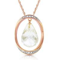 White Topaz and Diamond Pendant Necklace 11.5ct in 9ct Rose Gold