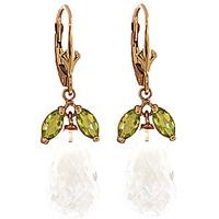 White Topaz and Peridot Snowdrop Earrings 15.0ctw in 9ct Gold