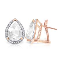 White Topaz and Diamond French Clip Earrings 10.9ctw in 9ct Rose Gold