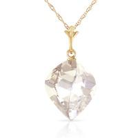 White Topaz Briolette Pendant Necklace 12.8ct in 9ct Gold