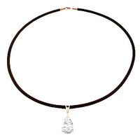 white topaz and diamond leather pendant necklace 60ct in 9ct rose gold