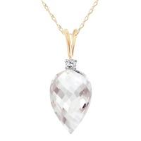 white topaz and diamond pendant necklace 1225ct in 9ct gold