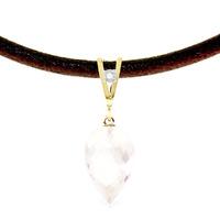 white topaz and diamond leather pendant necklace 1225ct in 9ct gold