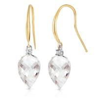 White Topaz and Diamond Drop Earrings 24.5ctw in 9ct Gold