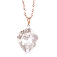 white topaz and diamond pendant necklace 128ct in 9ct rose gold