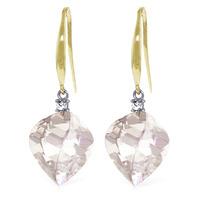 White Topaz and Diamond Drop Earrings 25.6ctw in 9ct Gold