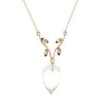White Topaz and Diamond Pendant Necklace 12.25ct in 9ct Rose Gold