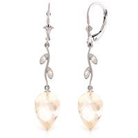 white topaz and diamond drop earrings 245ctw in 9ct white gold