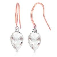 White Topaz and Diamond Drop Earrings 24.5ctw in 9ct Rose Gold