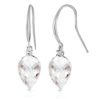 white topaz and diamond drop earrings 245ctw in 9ct white gold