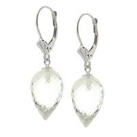 White Topaz Briolette Drop Earrings 24.5ctw in 9ct White Gold