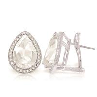 White Topaz and Diamond French Clip Earrings 10.9ctw in 9ct White Gold