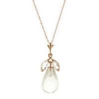 white topaz briolette pendant necklace 72ctw in 9ct rose gold