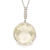 White Topaz and Diamond Pendant Necklace 18.0ct in 9ct White Gold