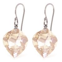 White Topaz Spiral Briolette Drop Earrings 25.6ctw in 9ct White Gold