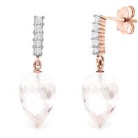 White Topaz and Diamond Stud Earrings 24.5ctw in 9ct Rose Gold