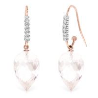 White Topaz and Diamond Drop Earrings 24.5ctw in 9ct Rose Gold