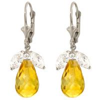 White Topaz and Citrine Drop Earrings 14.4ctw in 9ct White Gold