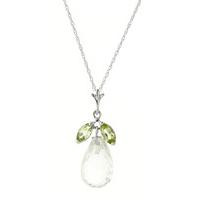White Topaz and Peridot Pendant Necklace 7.2ctw in 9ct White Gold