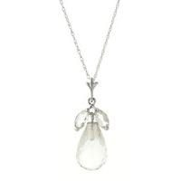 White Topaz Briolette Pendant Necklace 7.2ctw in 9ct White Gold