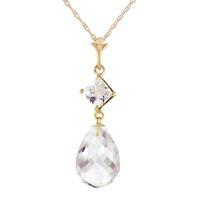 White Topaz Briolette Pendant Necklace 5.5ctw in 9ct Gold