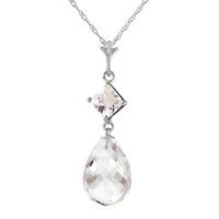 White Topaz Briolette Pendant Necklace 5.5ctw in 9ct White Gold