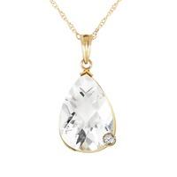 White Topaz and Diamond Chequer Pendant Necklace 5.0ct in 9ct Gold