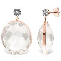 White Topaz and Diamond Stud Earrings 36.0ctw in 9ct Rose Gold