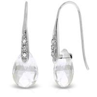White Topaz and Diamond Drop Earrings 6.0ctw in 9ct White Gold