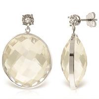 White Topaz and Diamond Stud Earrings 36.0ctw in 9ct White Gold
